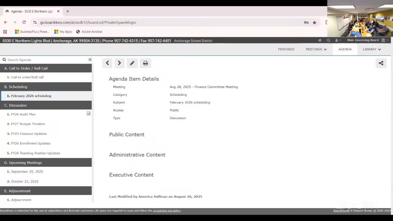 Finance committee recommends three FY26 audits, including employee termination and substitute use