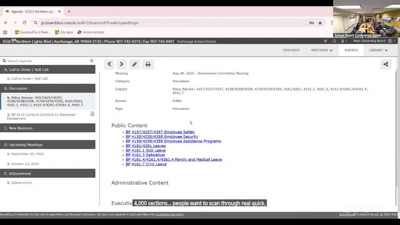 Committee reviews leave and benefits language; asks HR to check sabbatical usage and update citation to ESSA