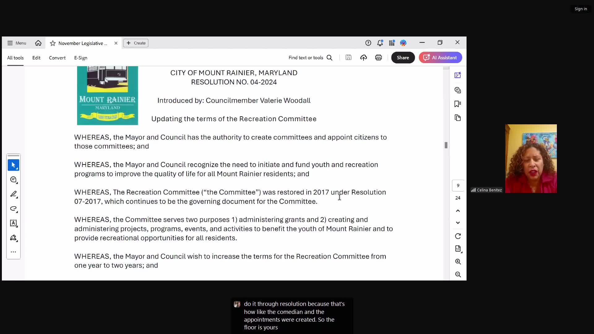 Council extends recreation committee member terms to two years