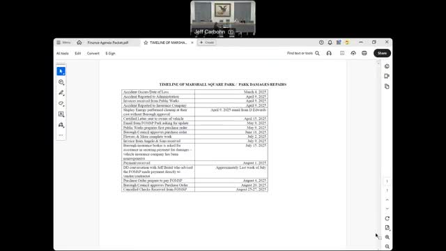 After truck crash, borough clarifies vendor-payment and reimbursement process for Marshall Square Park repairs