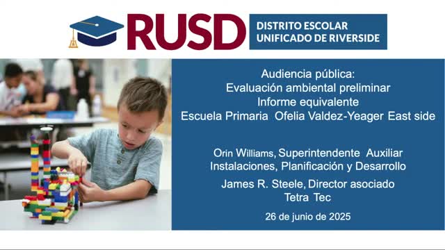 Public hearing held on environmental review for Ofelia Valdez Eastside elementary; consultants outline soil testing and next steps
