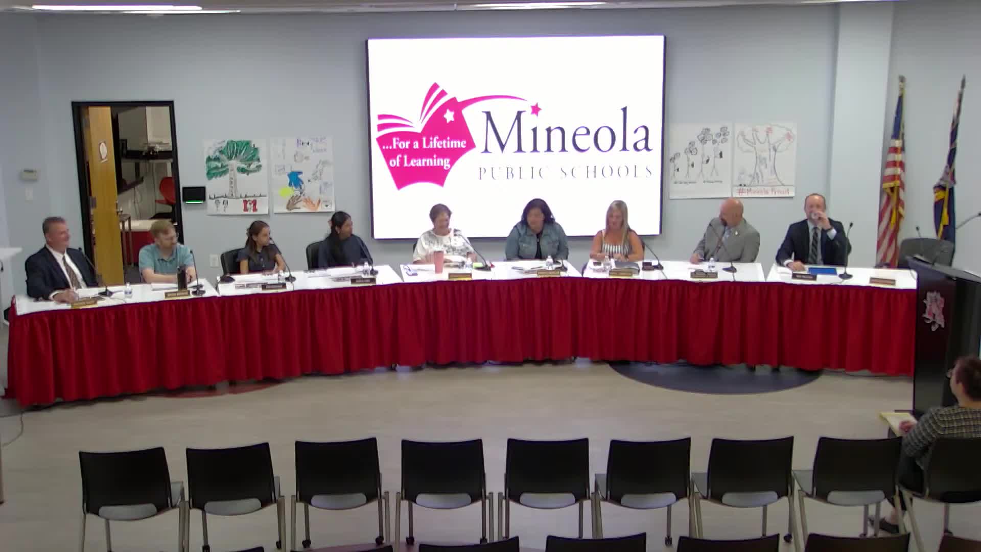Mineola board weighs armed‑guard proposals, emphasizes prevention and existing safety plans