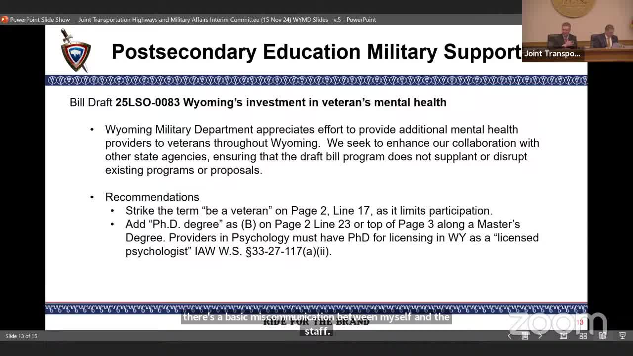 Committee Revisits University of Wyoming ROTC Endowment Bill Amid Funding Concerns