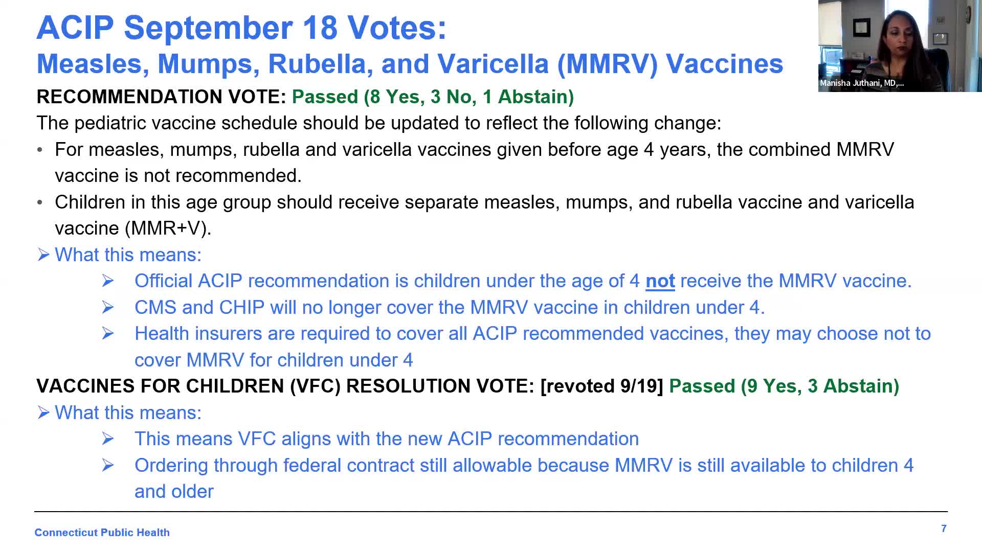 ACIP vote ends use of combined MMRV for children under 4; Connecticut clinicians warn of coverage and operational impacts