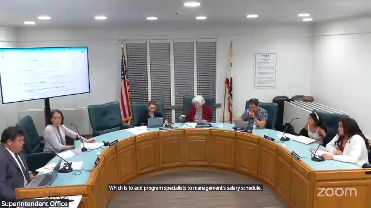 Board moves Program Specialist role to certificated management salary schedule