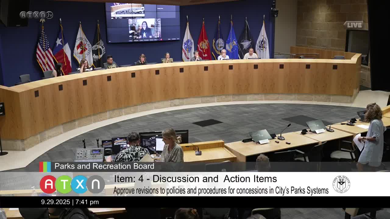 Parks board backs legacy concession policy revision, asks council to consider MBE/WBE treatment