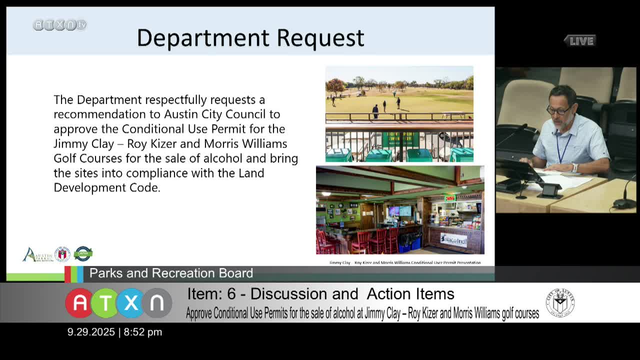 Austin Parks Board approves alcohol permits for Jimmy Clay and Roy Kaiser Golf Courses