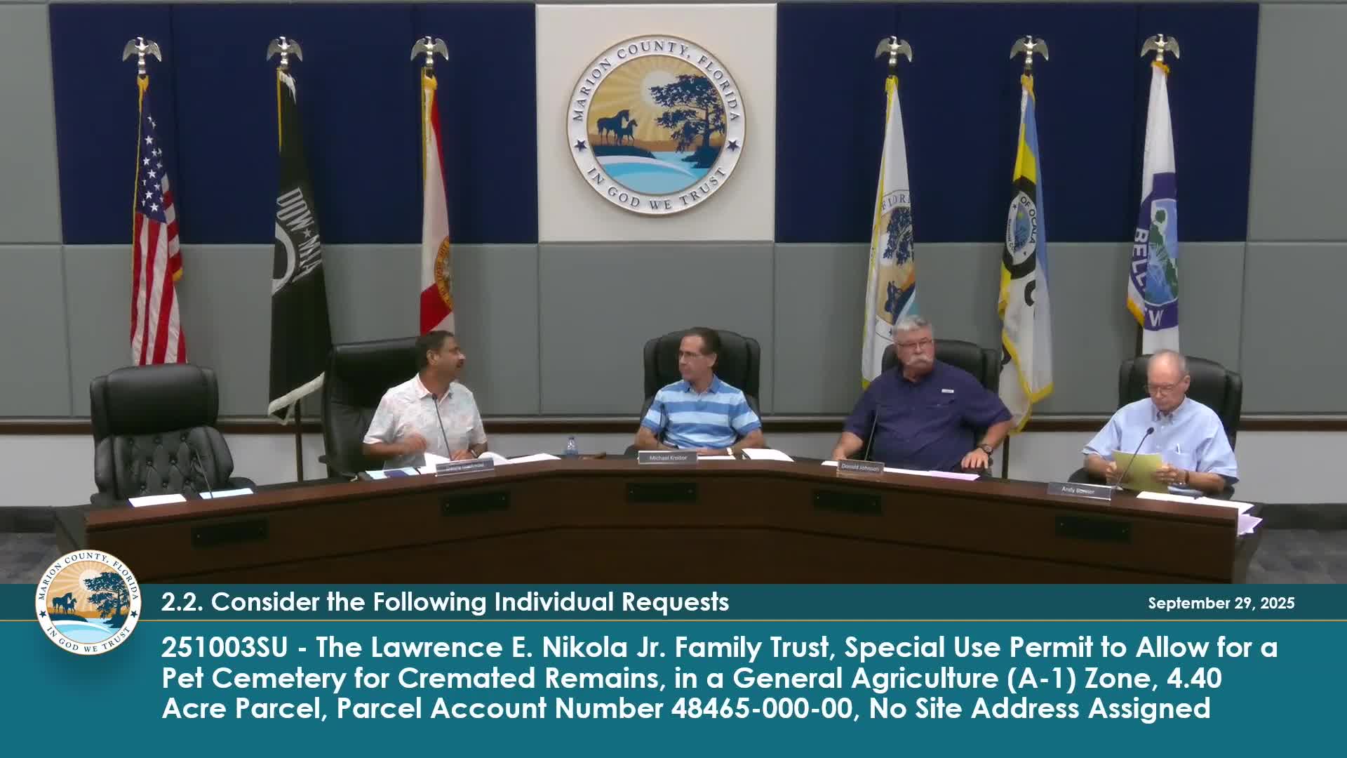 Planning commission backs pet cemetery using cremated remains; waives county sewer hookup requirement