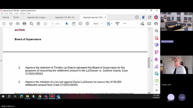 Board of Supervisors Approves Timothy Lasota for LaChance Lawsuit Representation