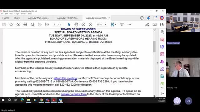 Cochise County Supervisors Approve Budget Amendments in Special Meeting