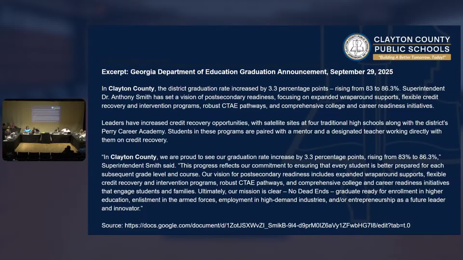 Board Reviews Student Performance and Safety Data in School District Meeting