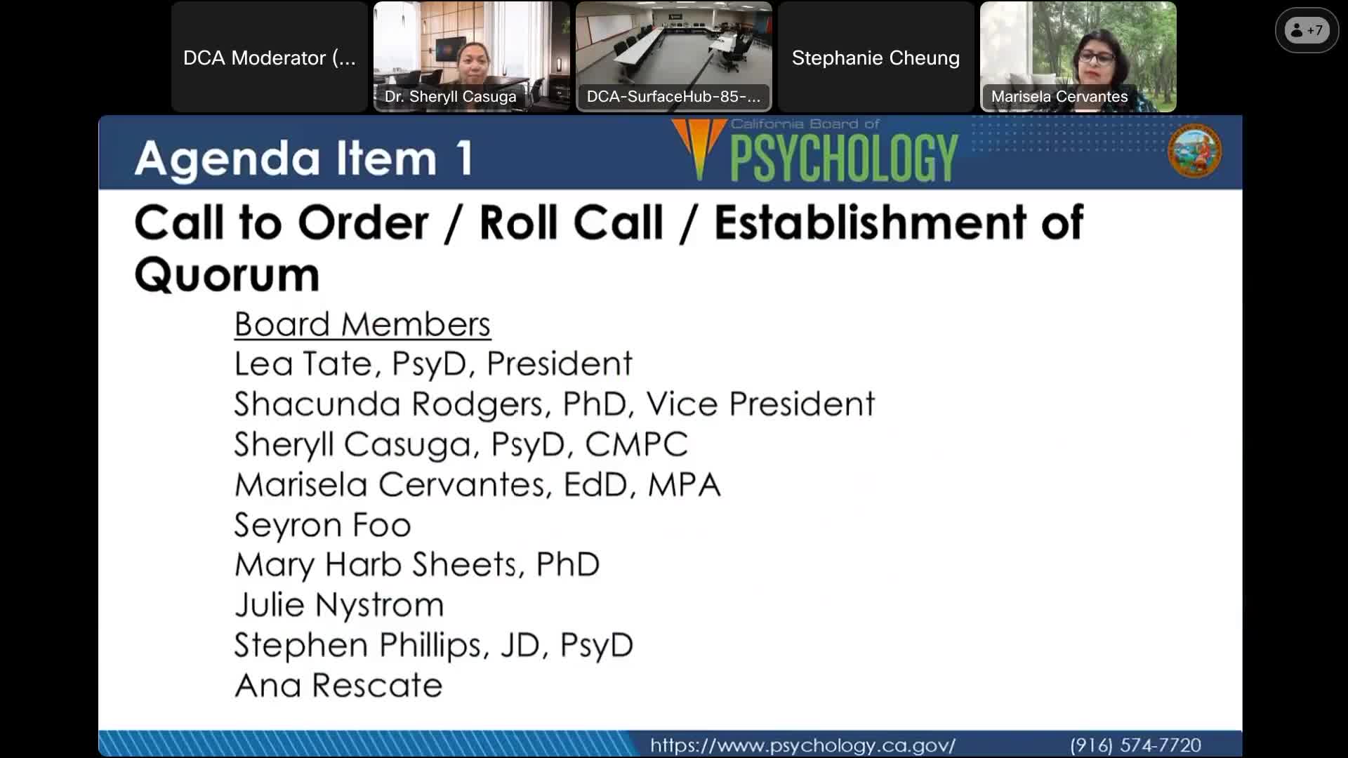 California Board of Psychology holds meeting led by Vice President Shikanda Rogers