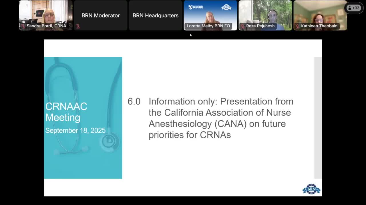 Regulatory Board Discusses CRNA Regulations and Public Comment Process