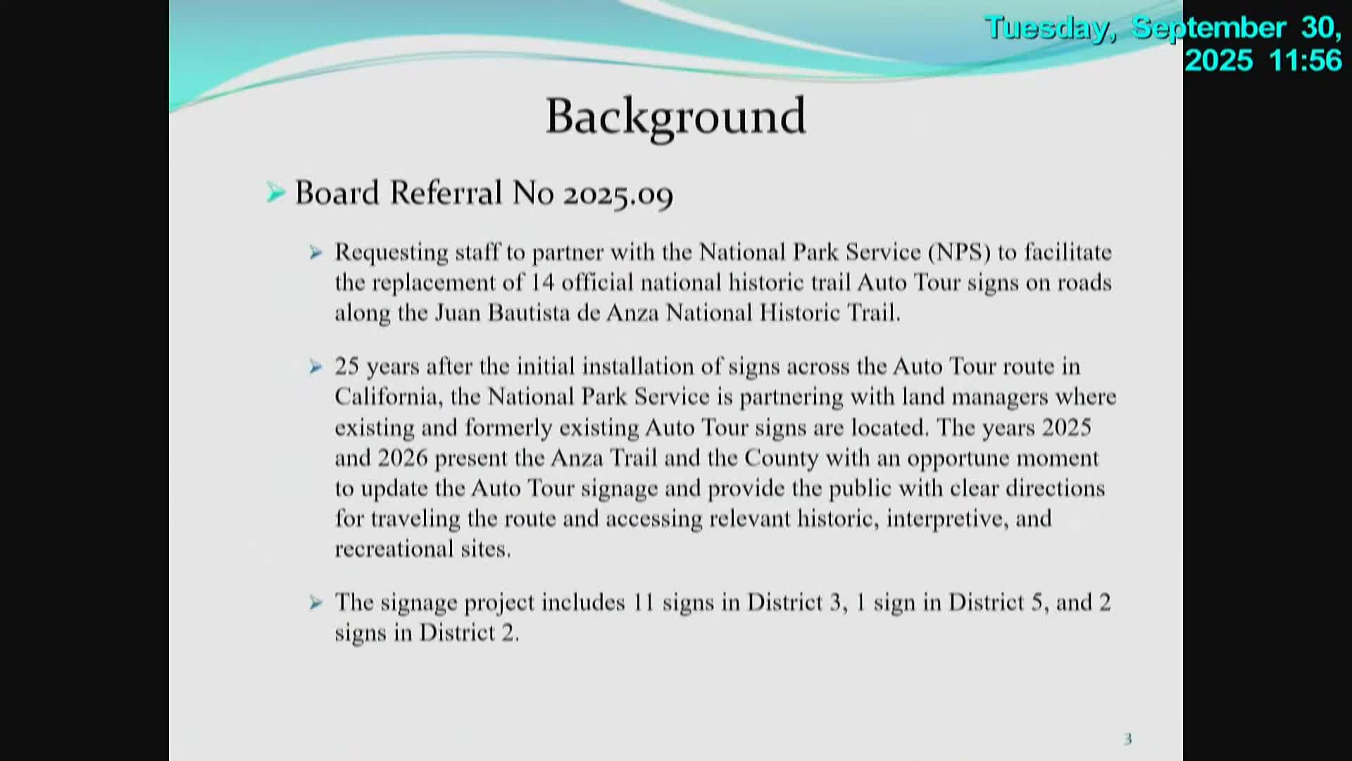 County Board Approves Partnership with National Park Service for Historic Trail Sign Replacement