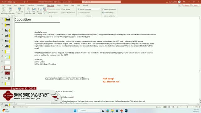 Board of Adjustment approves multiple variances, special exceptions and schedule items; several cases postponed to Oct. 20