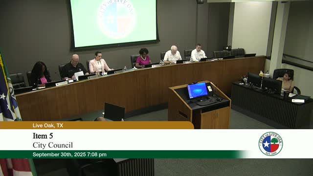 Votes at a glance: Live Oak City Council actions, Sept. 30, 2025