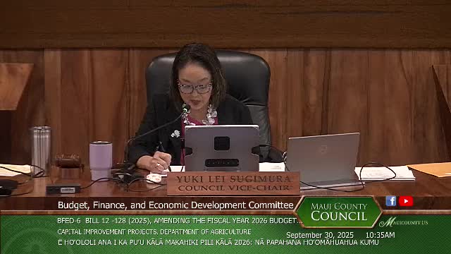 Committee recommends $5.86M reappropriation for Kula Ag Park expansion; officials say more funding needed