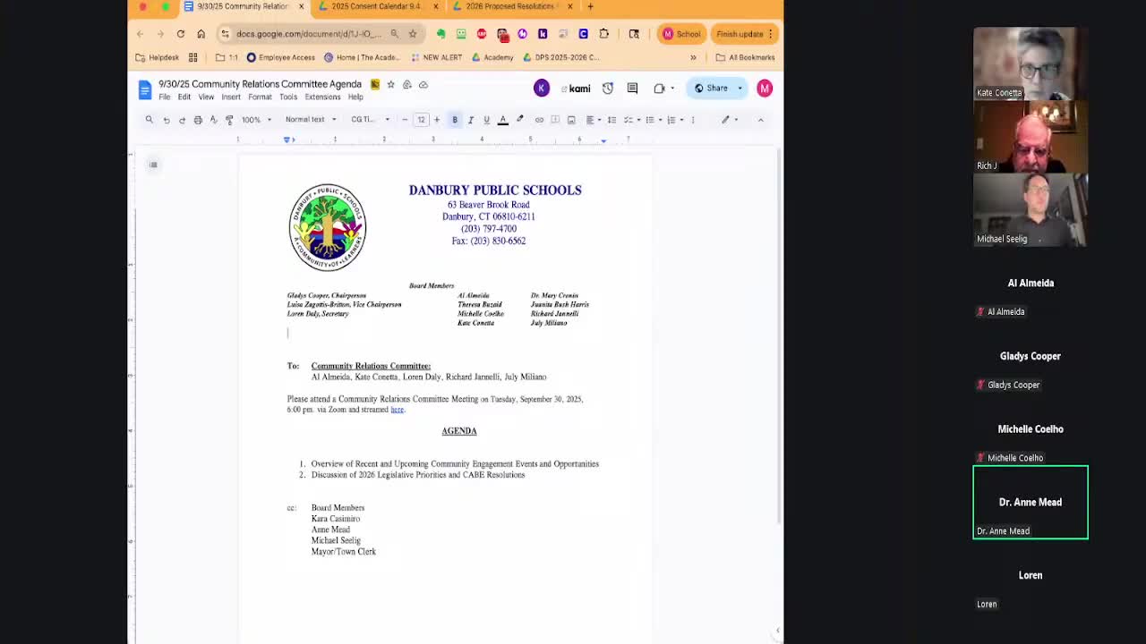 Danbury School Board Discusses Family Engagement Conference and Legislative Priorities