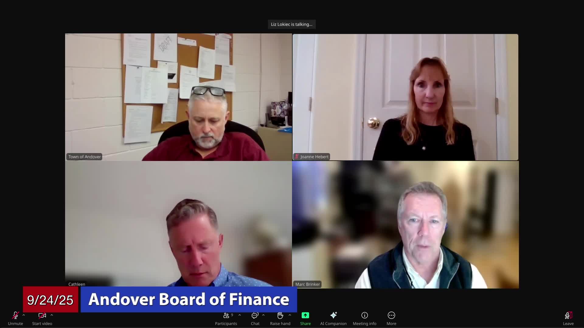 Andover Board of Finance schedules tri-board budget meeting Oct. 15, sets 1.5% target and will invite moderator