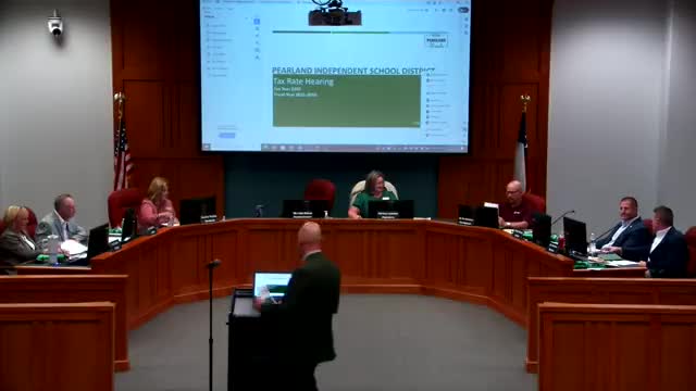Pearland ISD adopts 2025 tax rate unchanged at $1.1350; trustees hear public hearing with no speakers