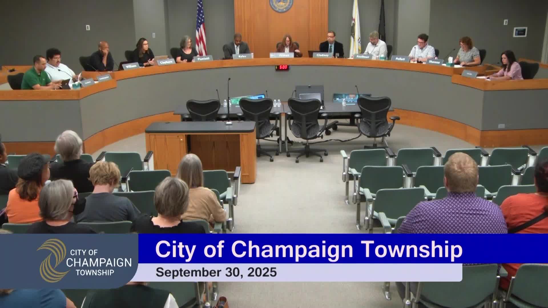 Champaign Township adopts 2025–26 budget amid heated questions about Strides shelter oversight