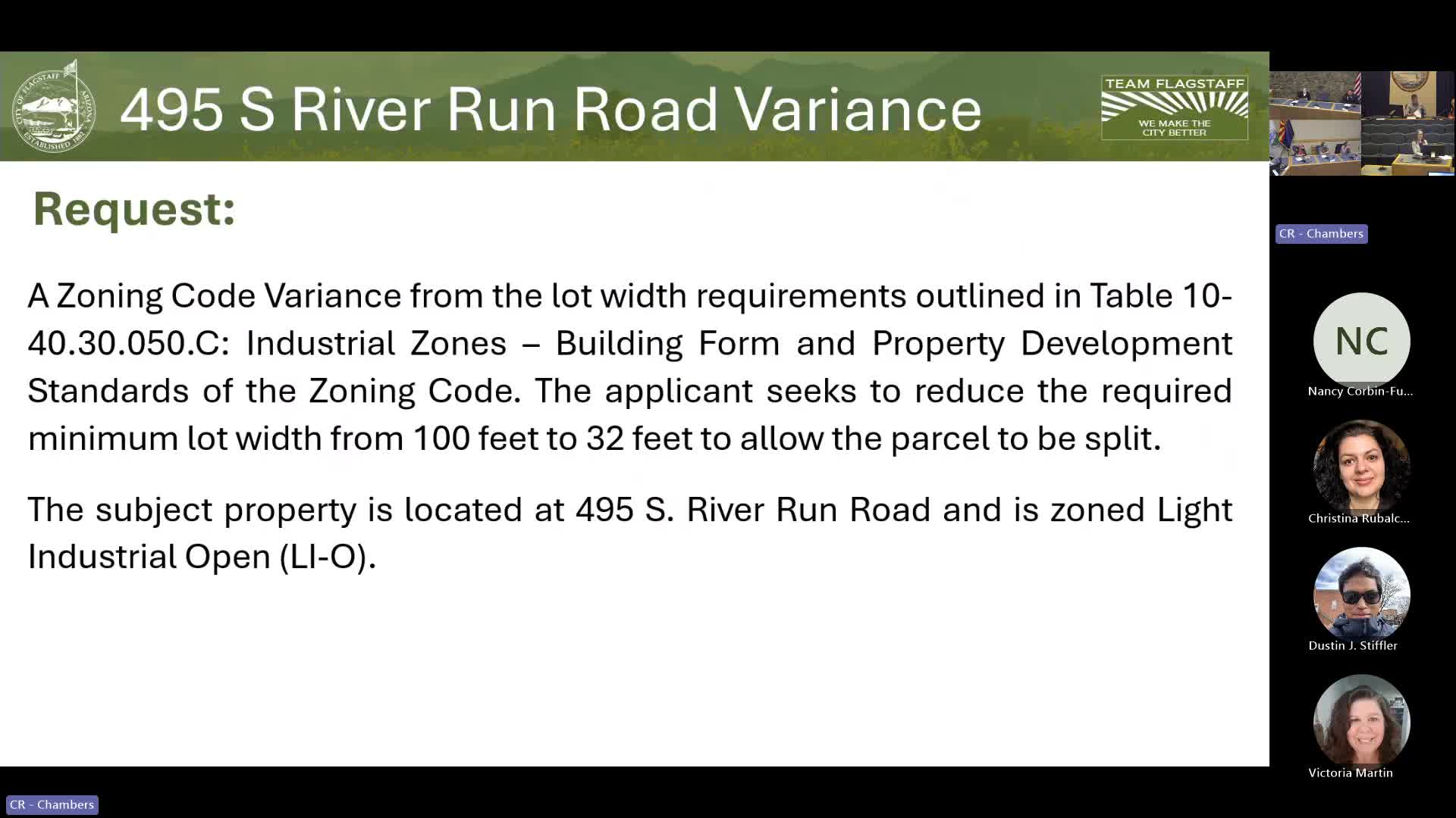 City Planning Commission reviews variance request to reduce lot width on River Run Road