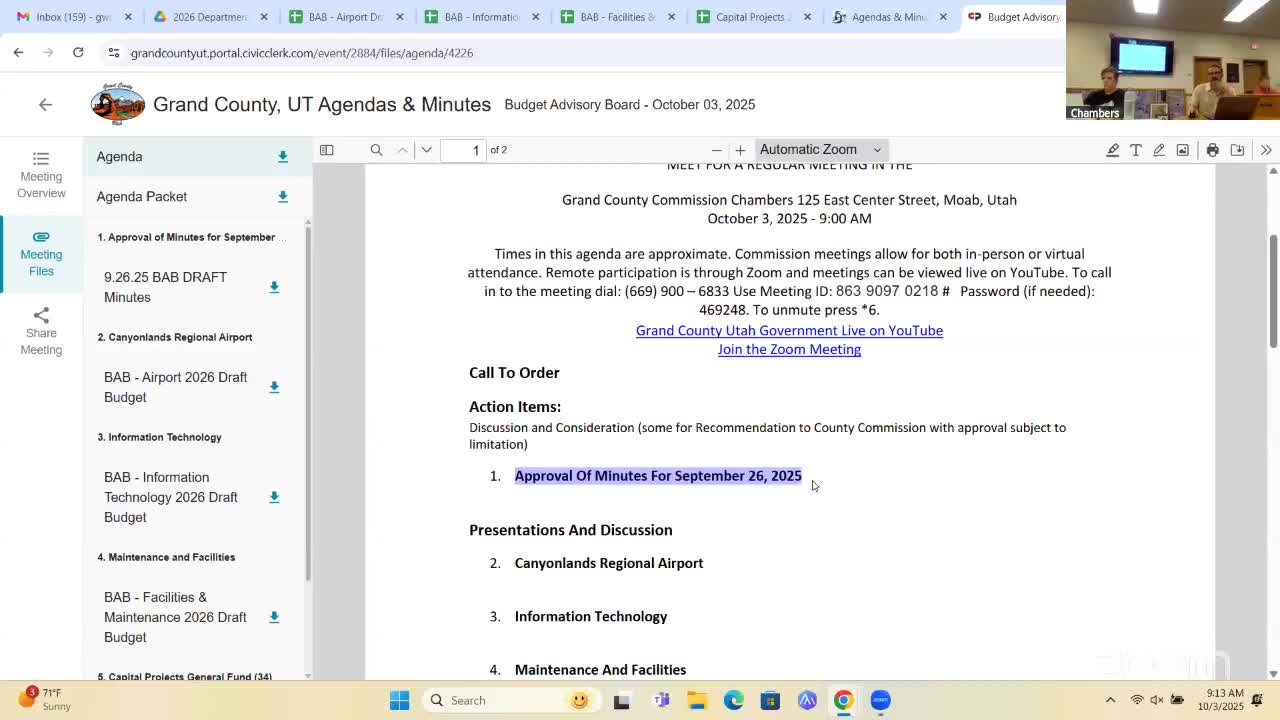 Advisory board postpones approval of Sept. 26 minutes