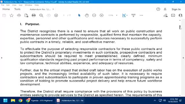 Abington board approves first reading of responsible‑contractor policy requiring apprenticeship hours; public commenters express support and questions