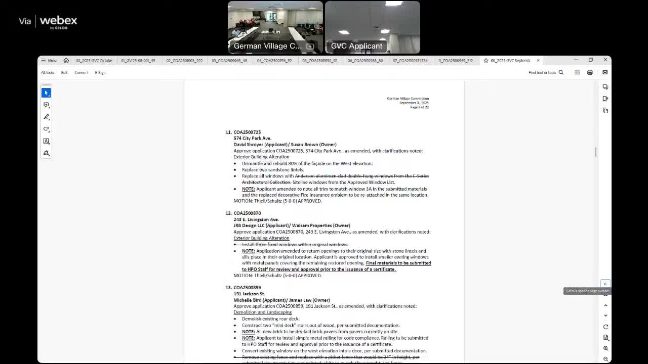 German Village Commission approves several COAs, continues others; conditions set for doors, pergola and fountain