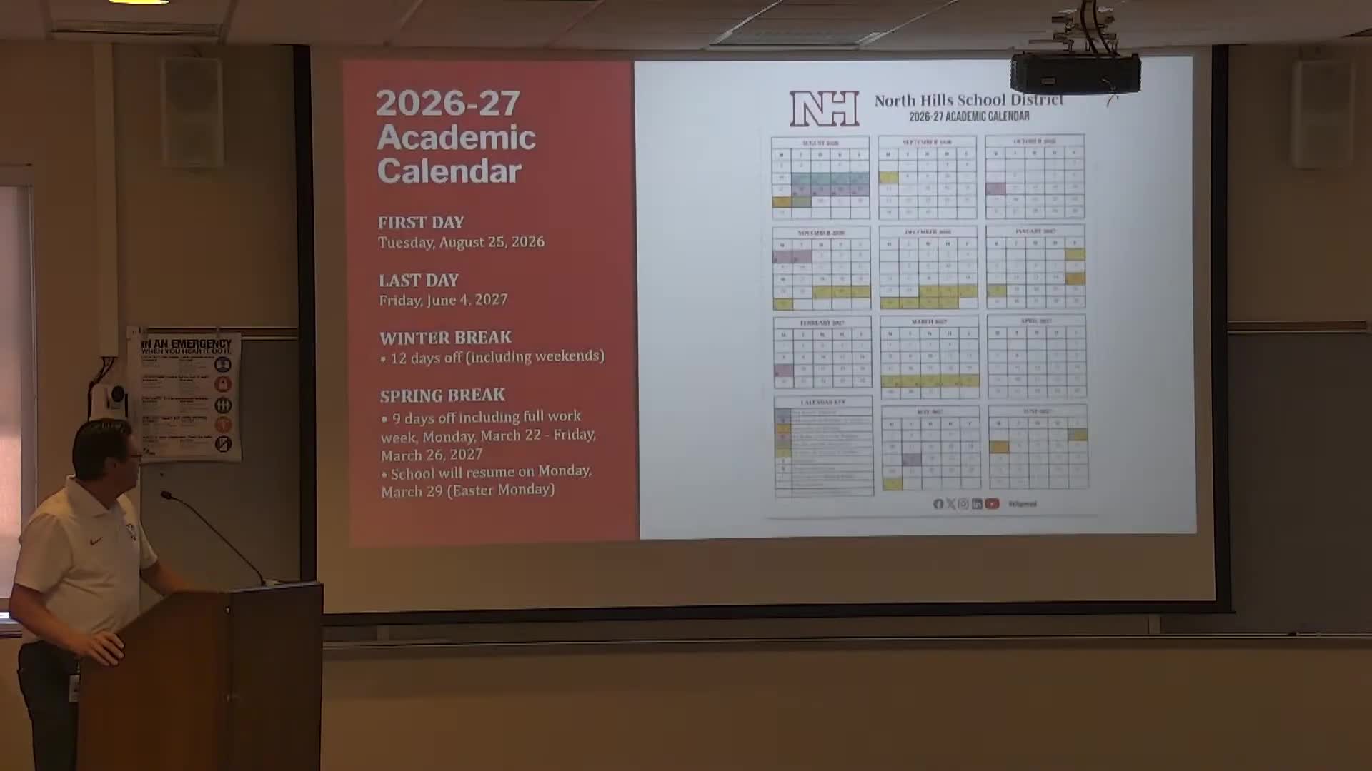Board moves 2026–27 academic calendar to legislative agenda; first day Aug. 25, 2026