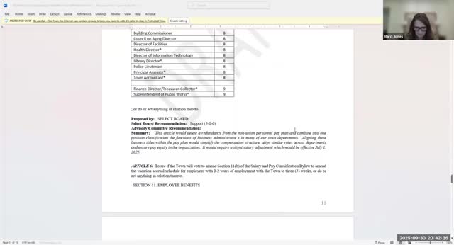 Personnel Board endorses salary consolidation and vacation adjustments for nonunion employees