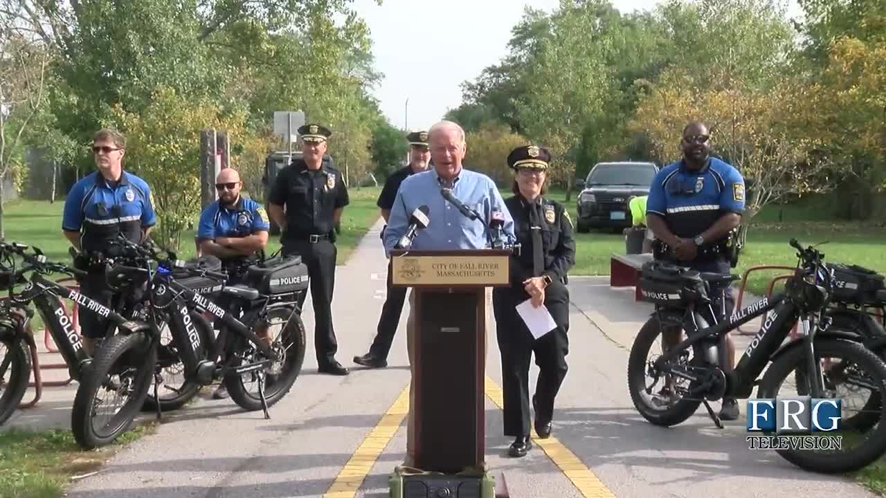 Fall River unveils electric bikes for police to patrol rail trail