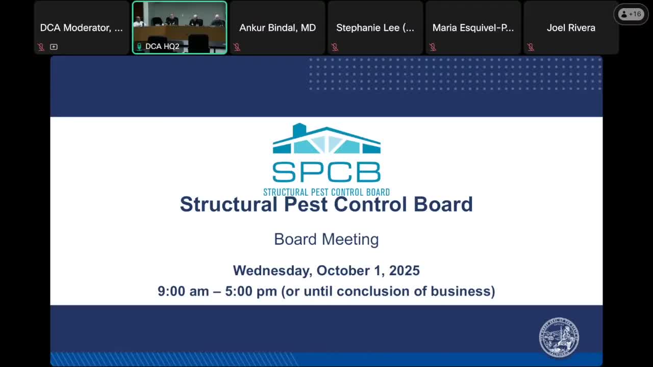 Board Discusses Probation Conditions and Approves Research Proposals for Pest Control