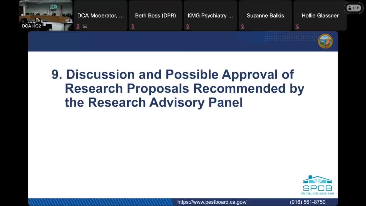 Board endorses four research projects on rodenticides, RNAi and pest species; authorizes executive officer to finalize contracts