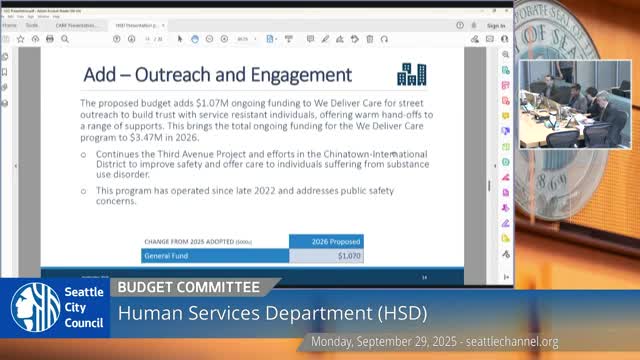 HSD proposes $30 million for food and nutrition; some funds held as one‑time pending federal action