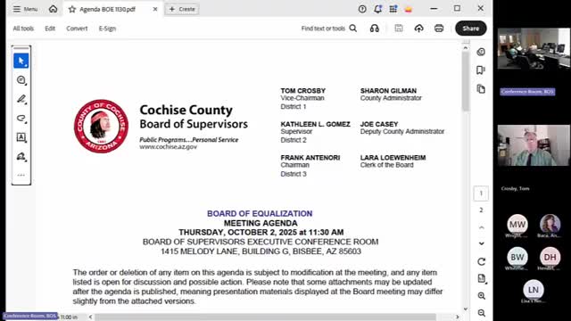 Cochise County Board ratifies SBOE hearing decisions, reduces assessed value on 20 parcels