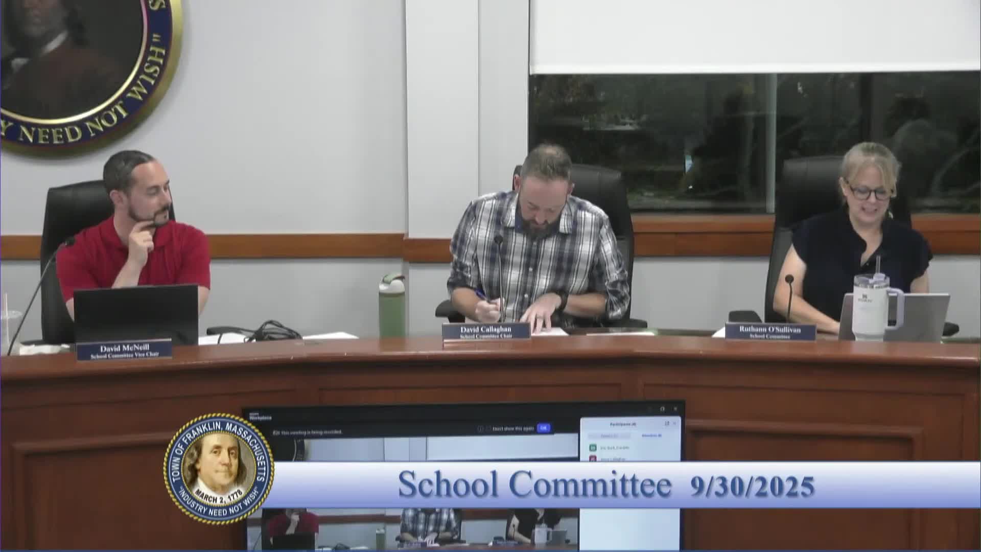 Franklin School Committee Approves Consent Agenda and Prepares for November Biennial Election