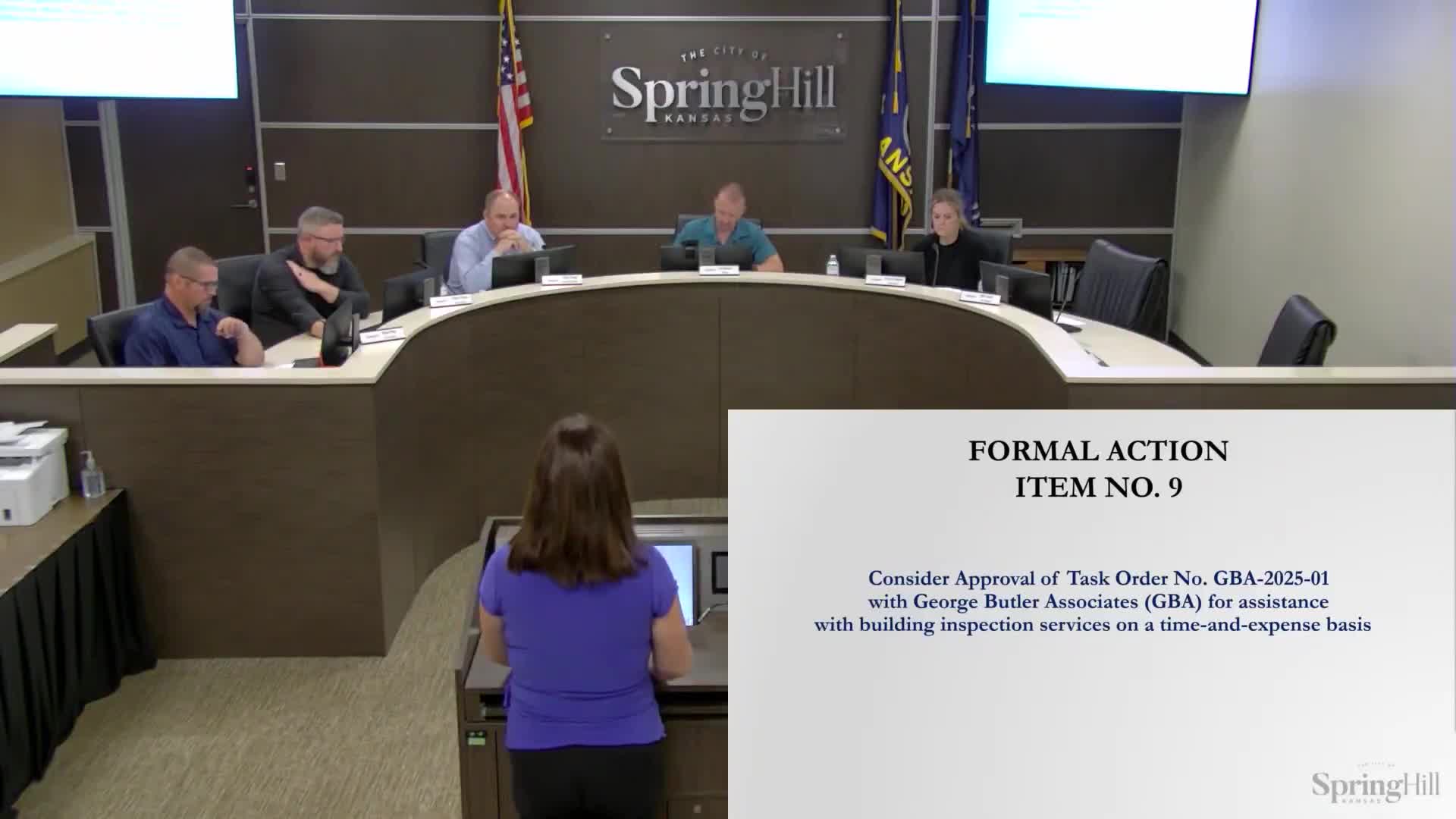 Council approves temporary task order with GBA for building inspection coverage, capped at $76,000