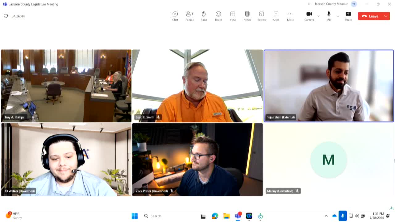 Jackson County legislators view Amplifund demo for 9‑1‑1 grant management; no contract yet