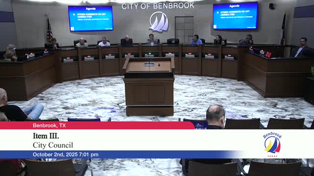 Benbrook City Council unanimously approves Sept. 18 meeting minutes