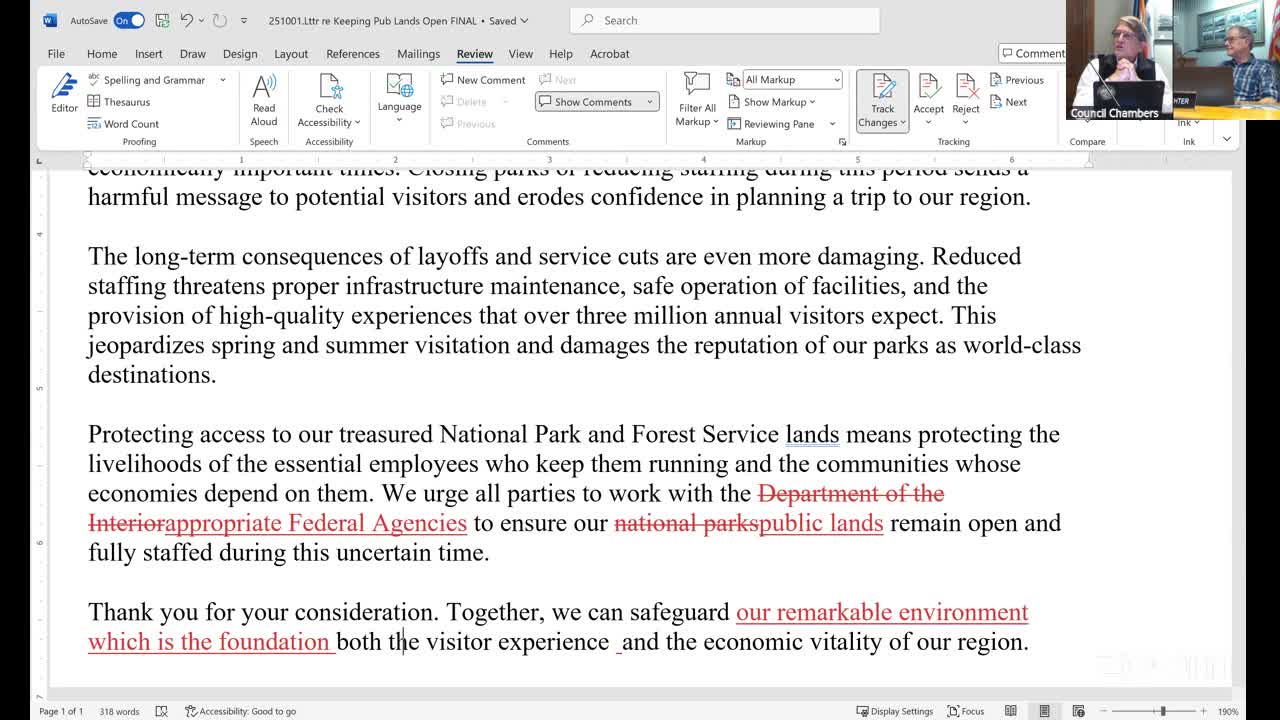 City Council Debates Urgency of Letter to Federal Land Managers on Marine Ecosystem