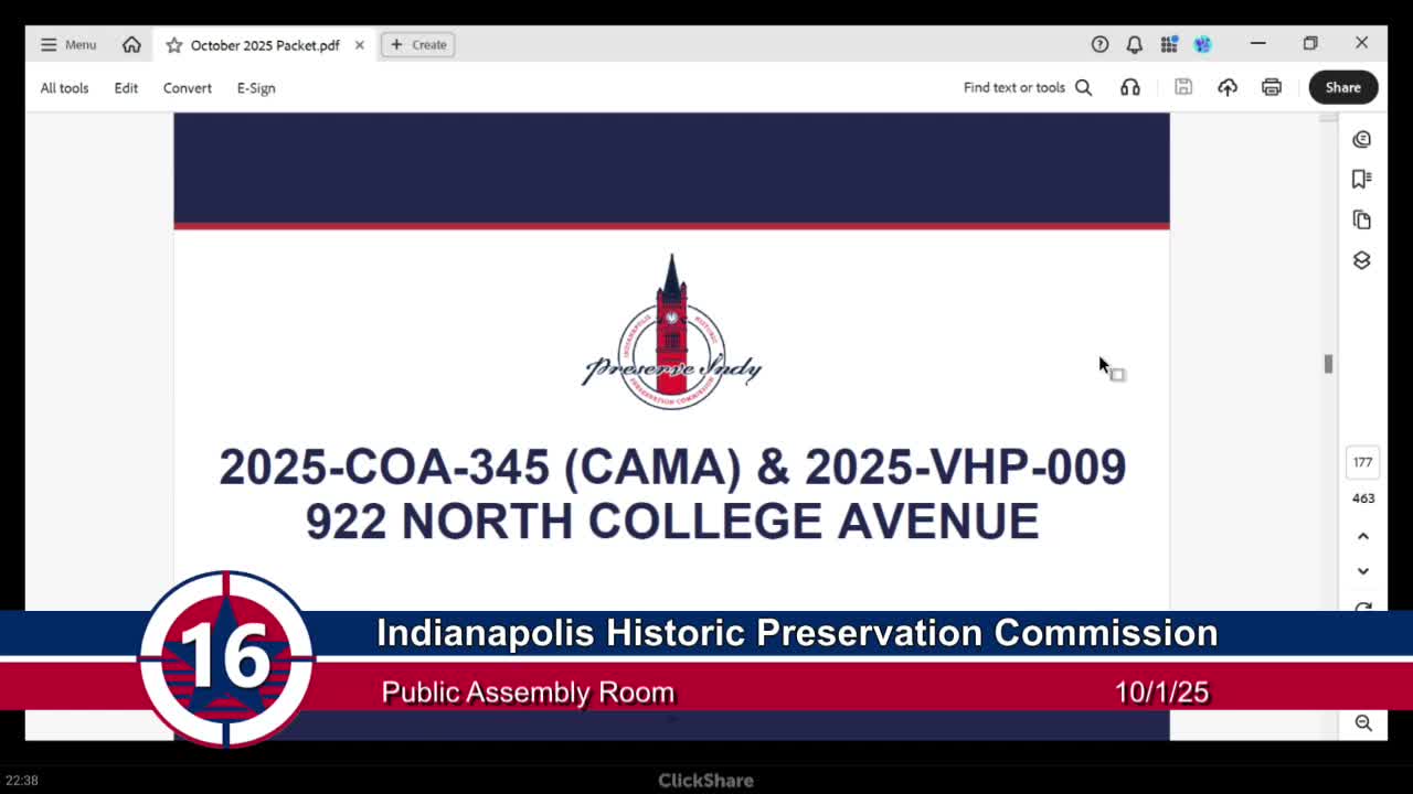 IHPC continues review of proposed new house at 922 North College Avenue; commissioners question corner massing and materials