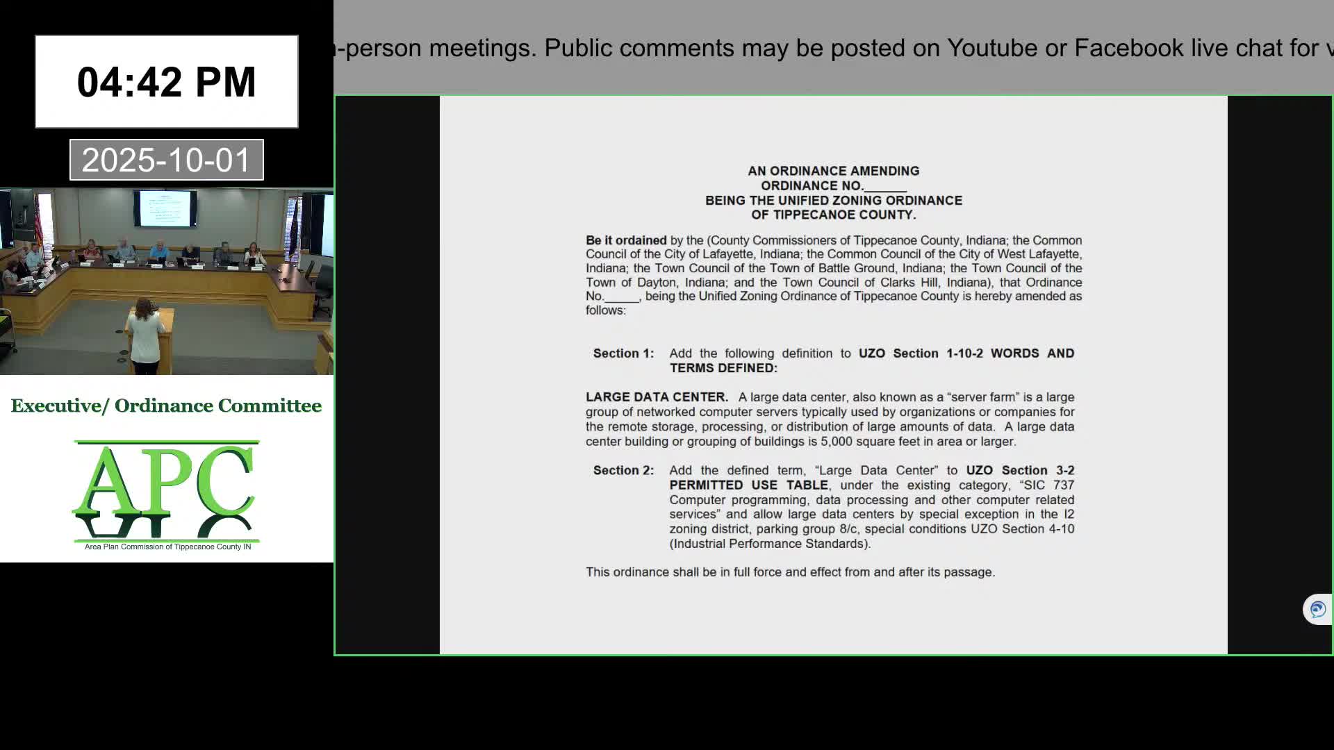 Ordinance committee backs temporary limits on large data centers, sends 1-year sunset amendment to full APC