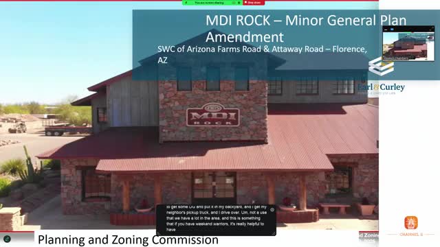 Planning Commission Discusses Dobson Farms Development and Rock Facility Concerns