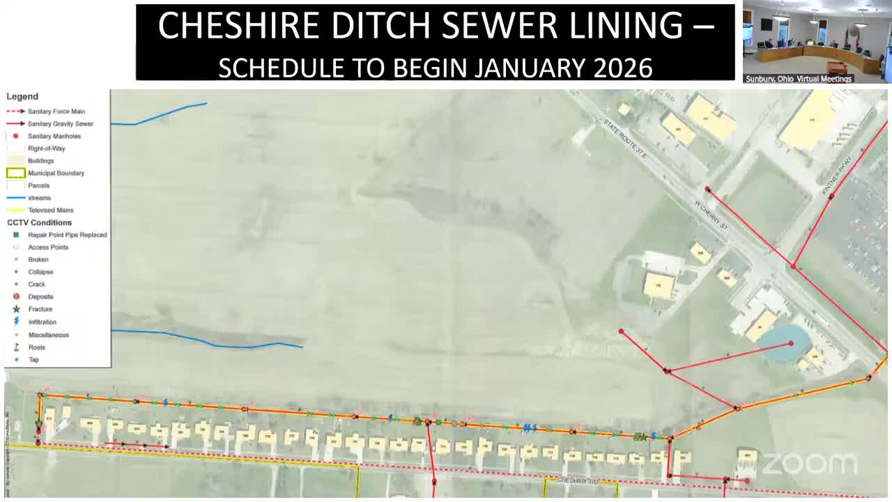 Sunbury schedules Cheshire sewer lining and outlines wastewater plant and pump‑station upgrades