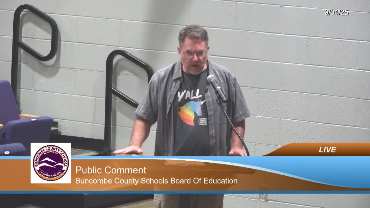 Public commenter urges Buncombe board to resist "book ban" pressures and support diverse materials