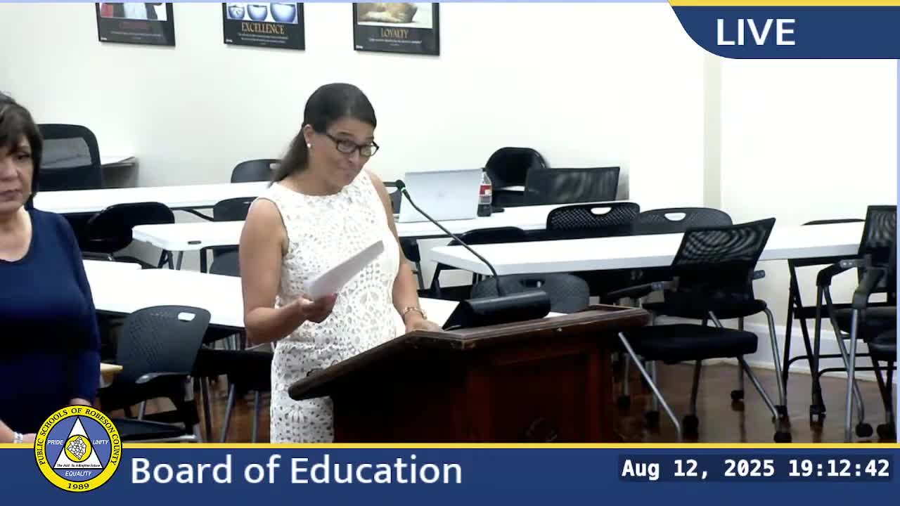 Robeson County board adopts district mental‑health plan; Hazel Health contract to be presented next month