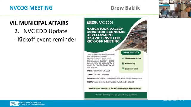 NVCOG reports progress on Brownfield Land Bank acquisition and dam‑removal planning for Naugatuck River