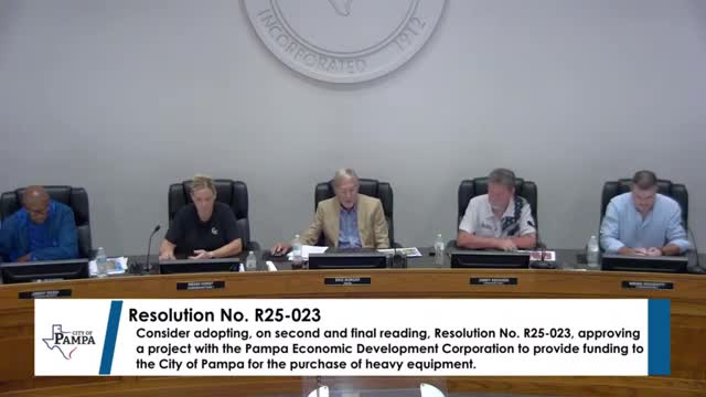 Pampa commission adopts resolution approving Pampa EDC project to buy heavy equipment