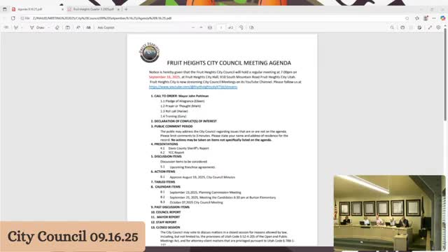 Mayor pro tem briefs council on powers and duties, cites Utah code and city ordinances